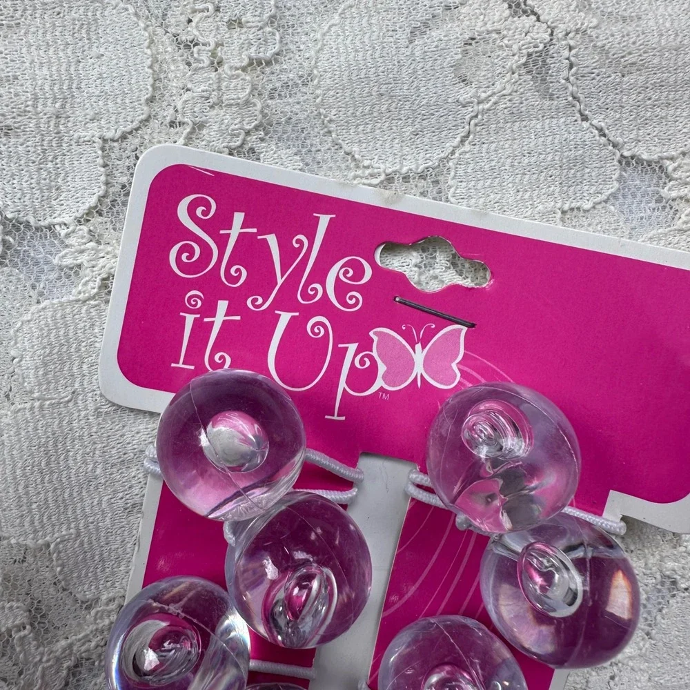 Vintage Style it Up Clear Ball Hair Bobbles Ties 8 Sally girls pony tail holders